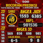 TOTO500: Prediksi Angka Togel Toto Macau (TMCP4) Hari Ini