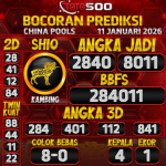 TOTO500: Prediksi Angka Togel China Pools Hari Ini