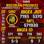 TOTO500: Prediksi Angka Togel Cambodia Pools Hari Ini