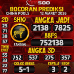 TOTO500: Prediksi Angka Togel China Pools Hari Ini