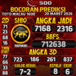 TOTO500: Prediksi Angka Togel TotoMacau (TMCP3) Hari Ini